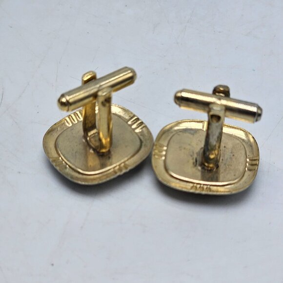 Vintage Brown Lucite Gold Tone Hebrew Scroll Quill Cufflinks - Picture 3 of 4